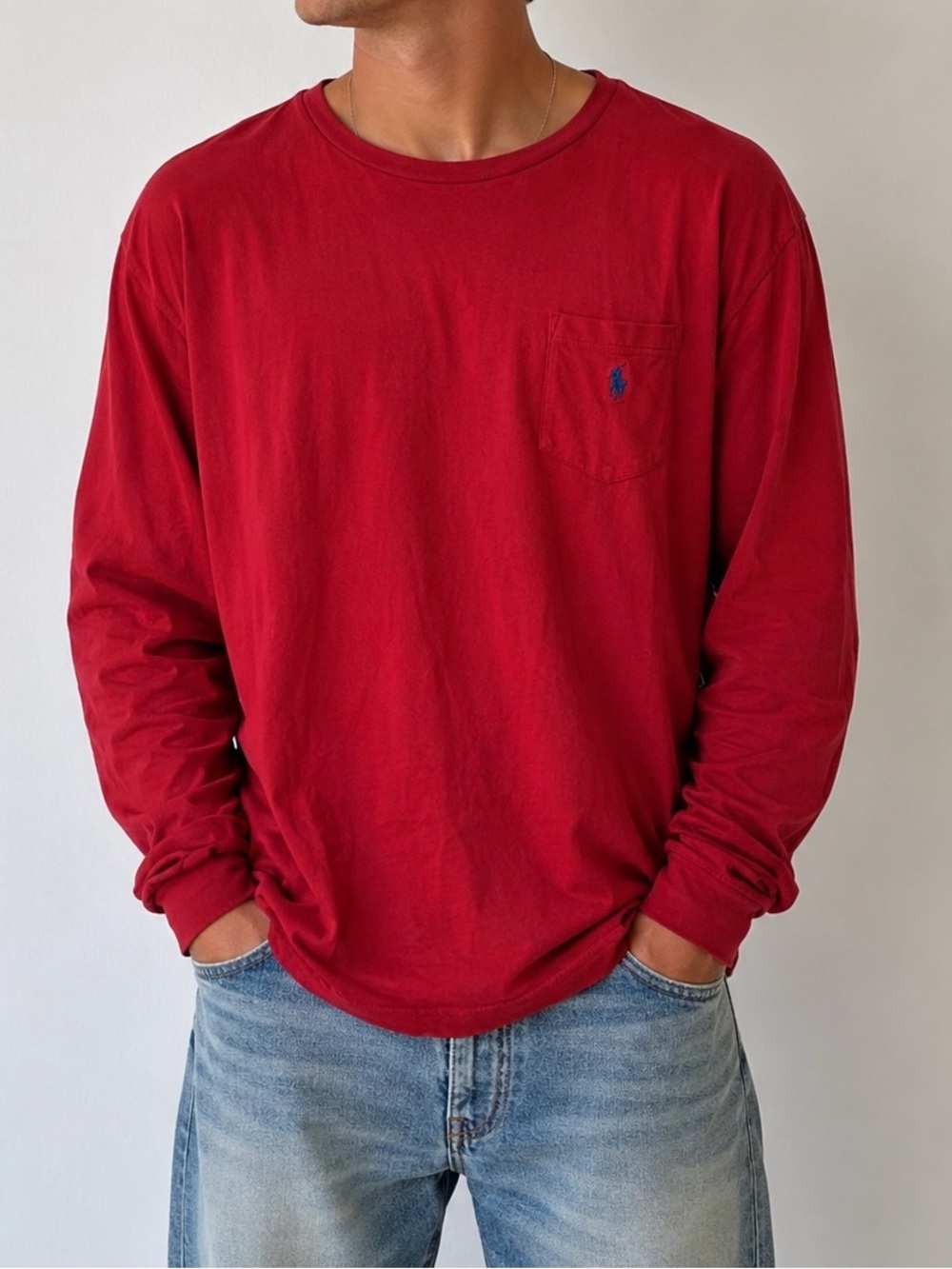 Polo by Ralph Lauren Red Crewneck Tee with Logo Print